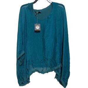 NWT M Made in Italy Silk Blend Blouse Flowy Kaftan S